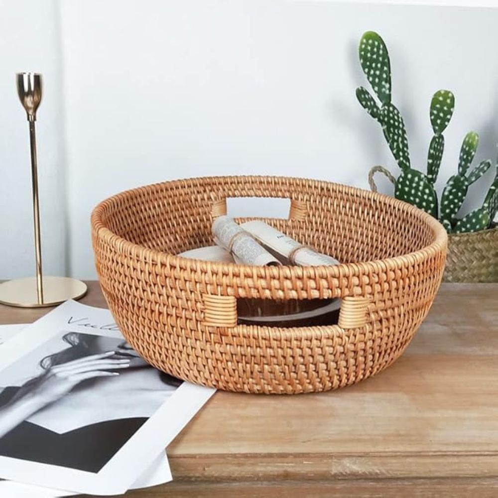 Artisanal Woven Rattan Oval Tray