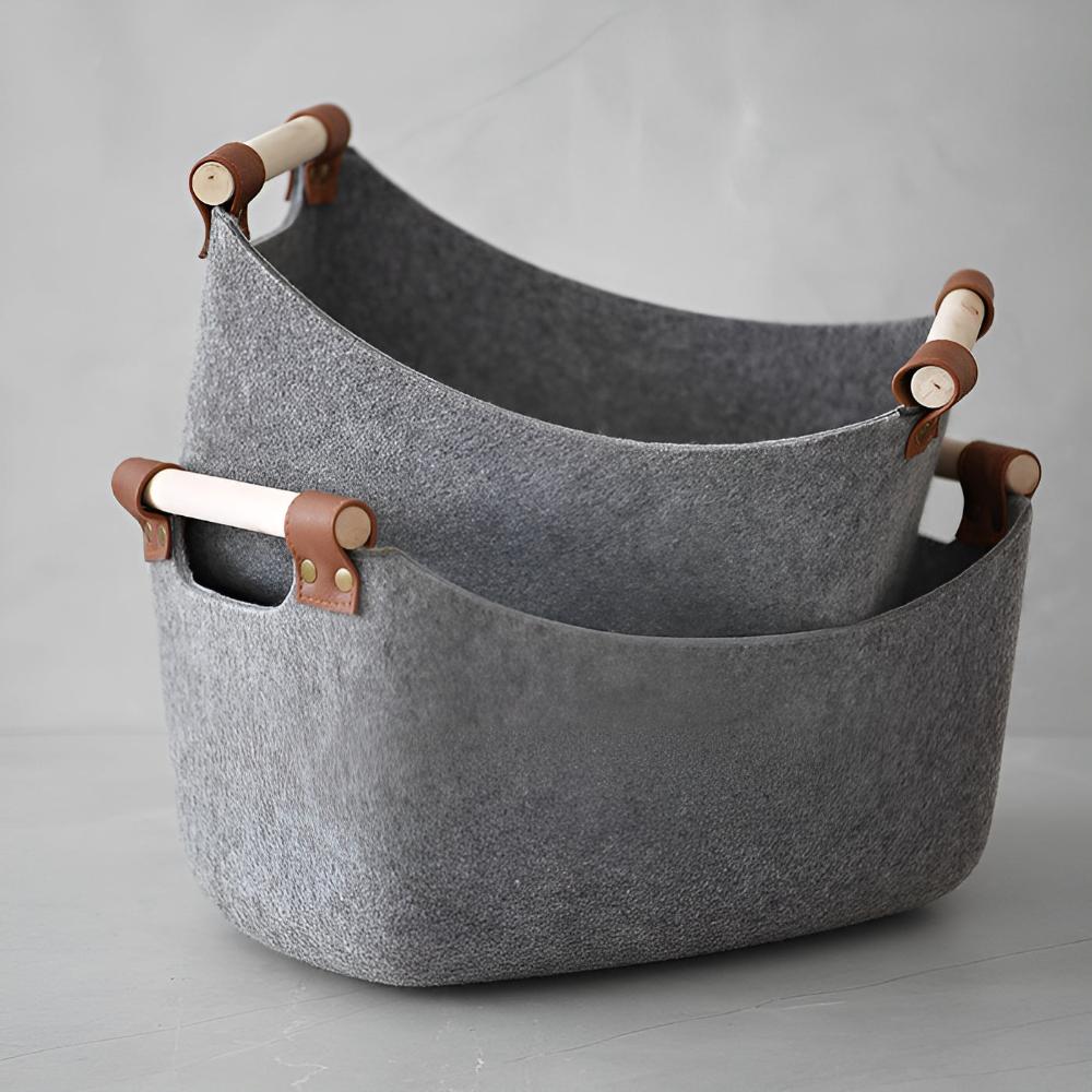 Premium Grey Felt Storage Baskets