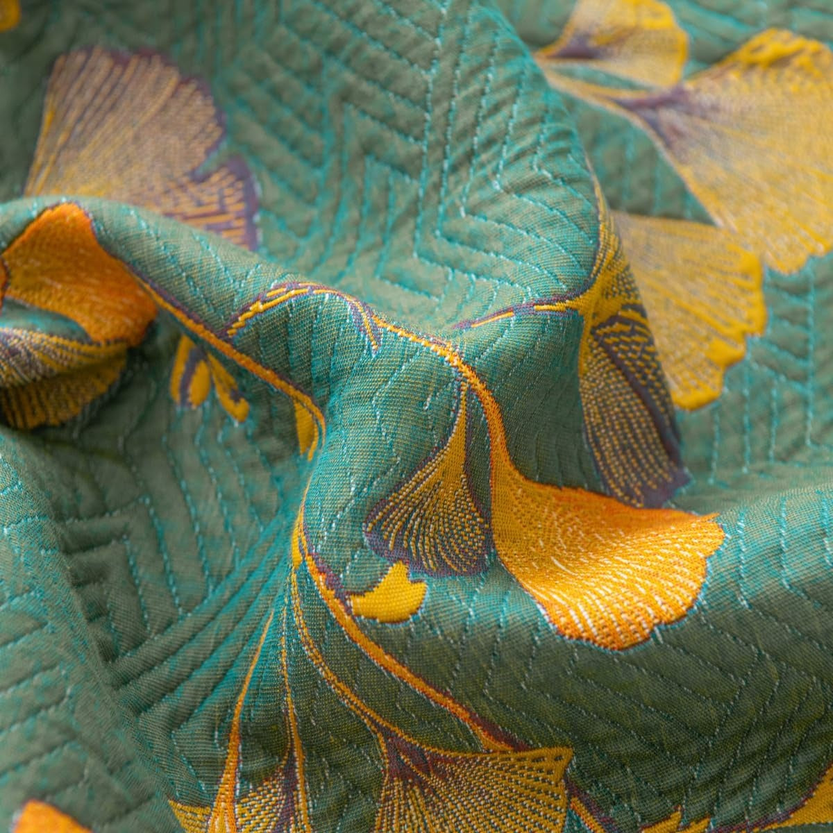 Colcha Reversível de Ginkgo Floral Jacquard