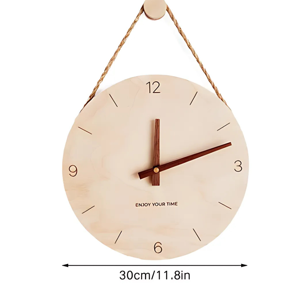 Horloge murale en bois corde minimaliste