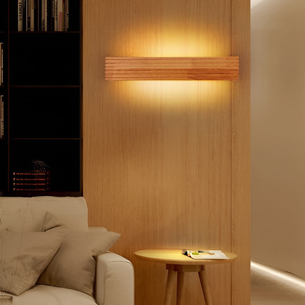 GlowWood - Lampada da parete nordica a LED impermeabile rettangolare con illuminazione a specchio