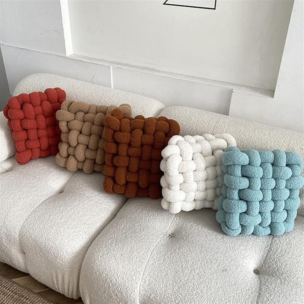 Plush Woven Knot Boucle Cushion