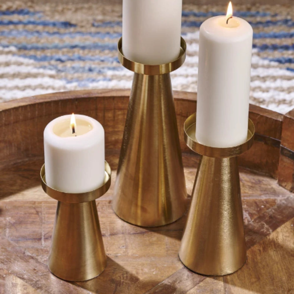 Elegant Brass Candle Holders | Set of 3