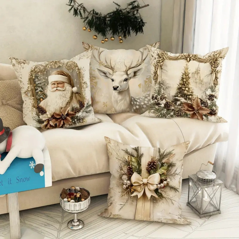 Golden Velvet Christmas Cushion Covers