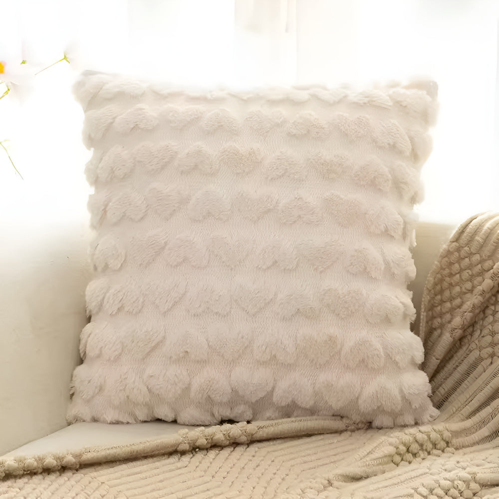 Plush Heart Cushion Cover