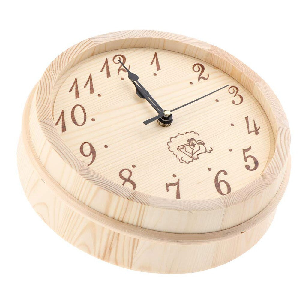 SaunaTime Wooden Clock - Rustic Wall Clock for Sauna & Wellness Spaces