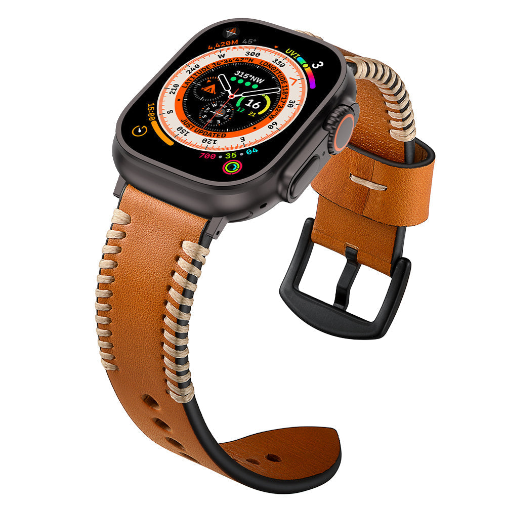 Bracelet en cuir cousu à la main pour Apple Watch