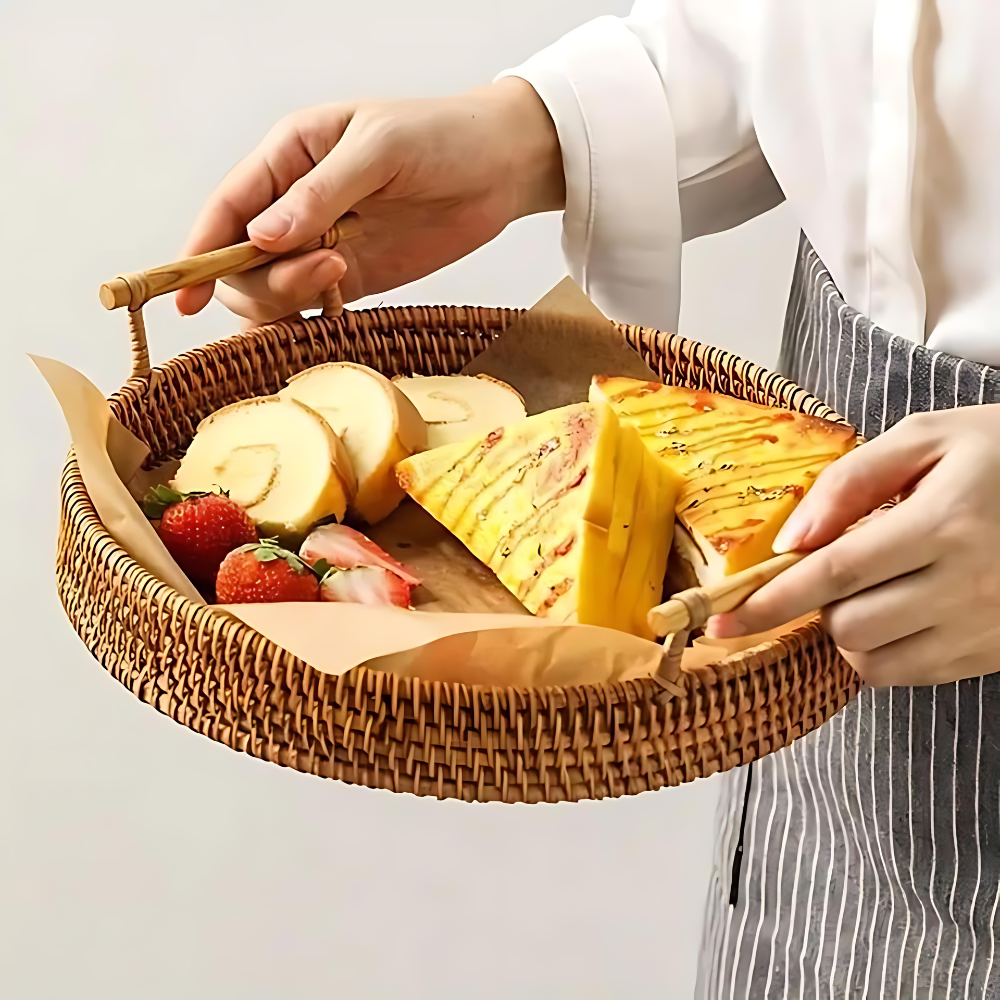 Håndlavet Rattan Serveringsbakke