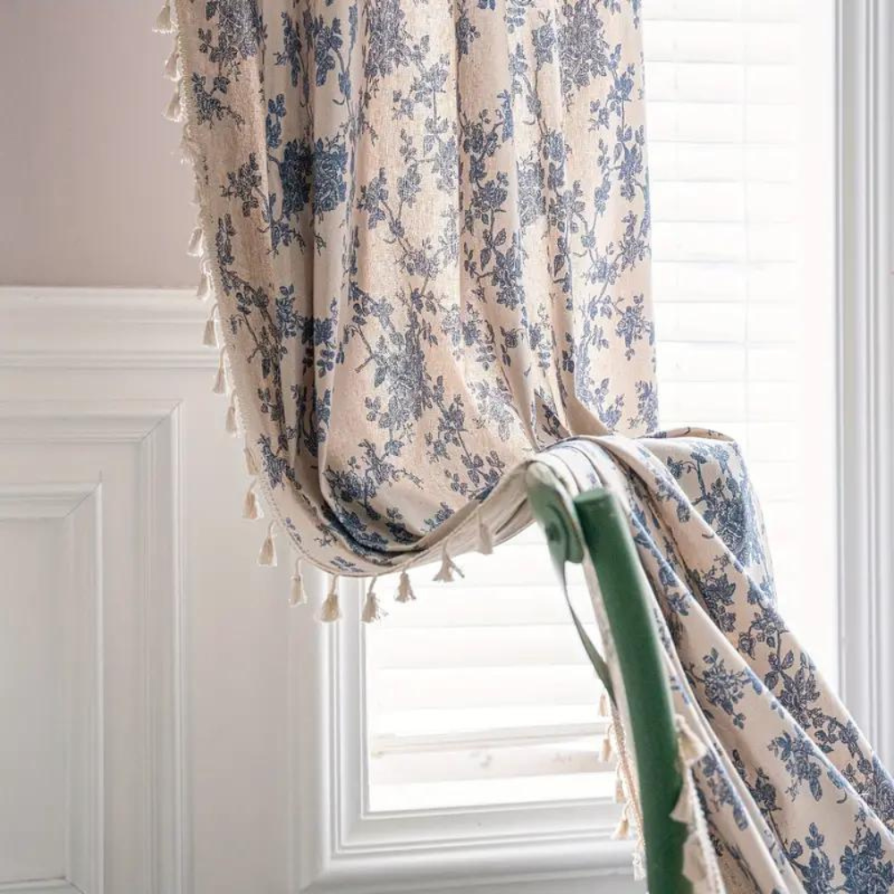 Rideau Floral Maison Rose Bleue