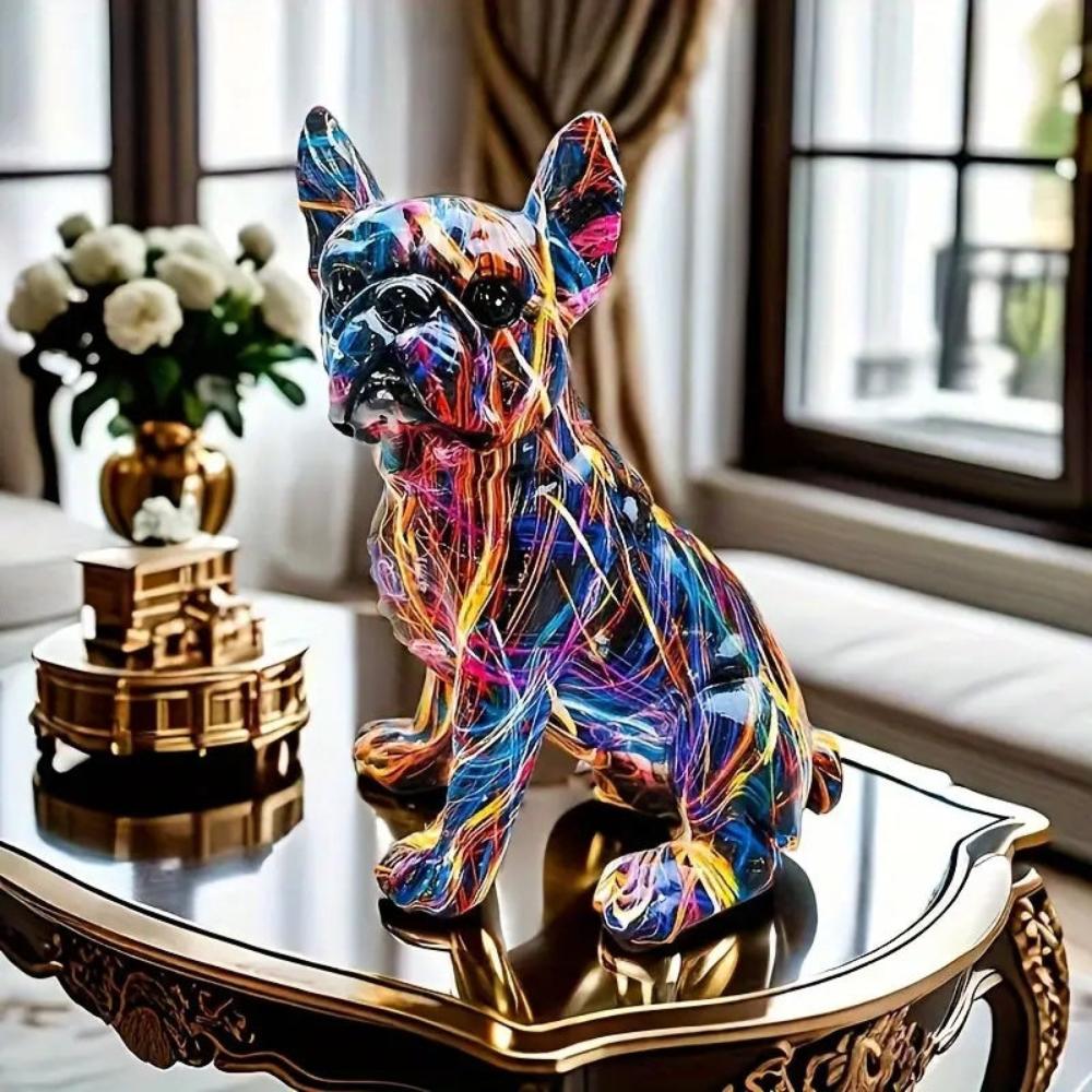 Figurine de Bulldog Artistique en Graffiti