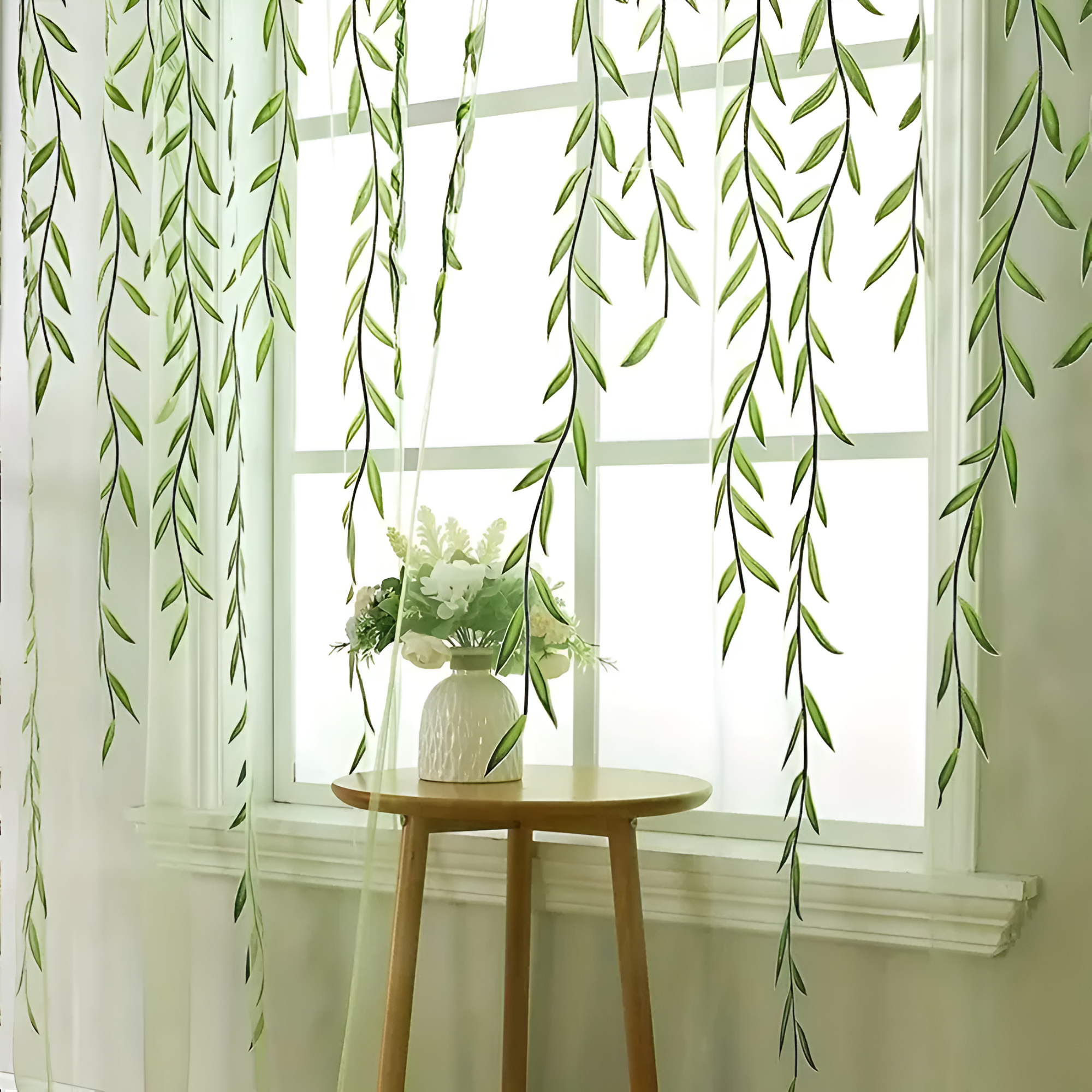 Cortinas de Janela em Tiras de Folha de Salgueiro