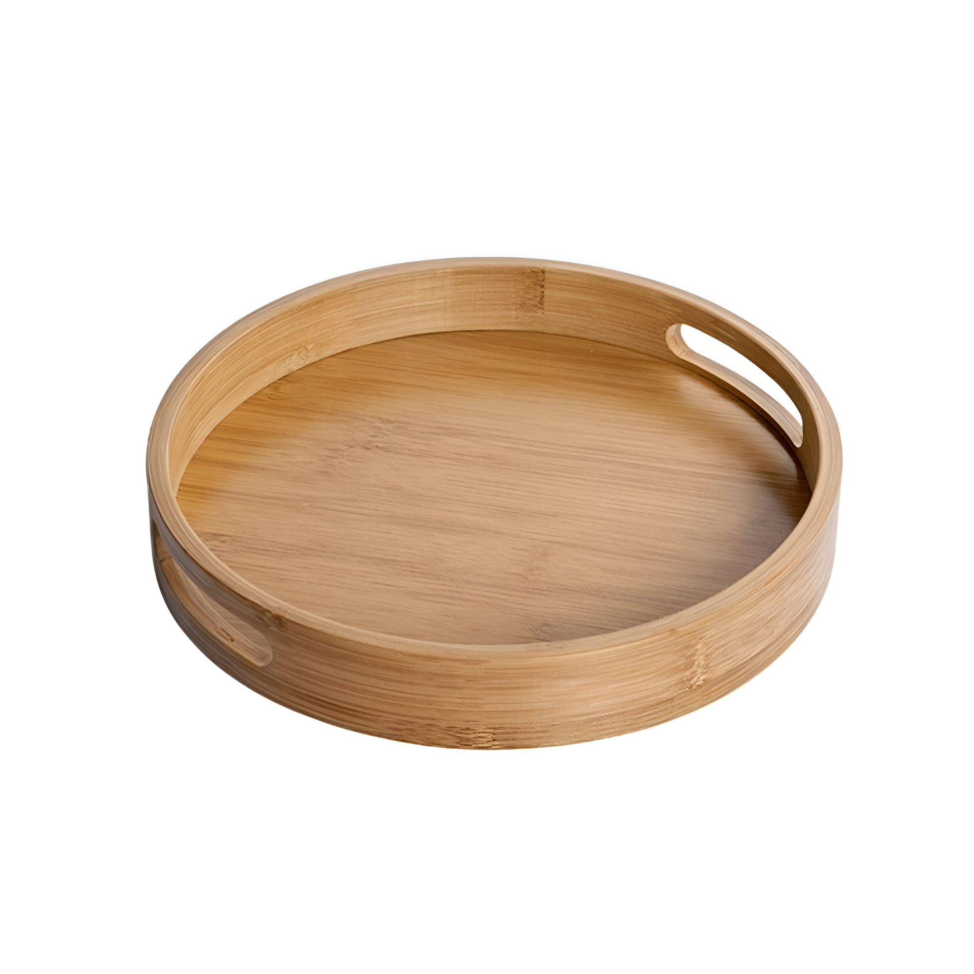 Plateau de service rond en bois de bambou