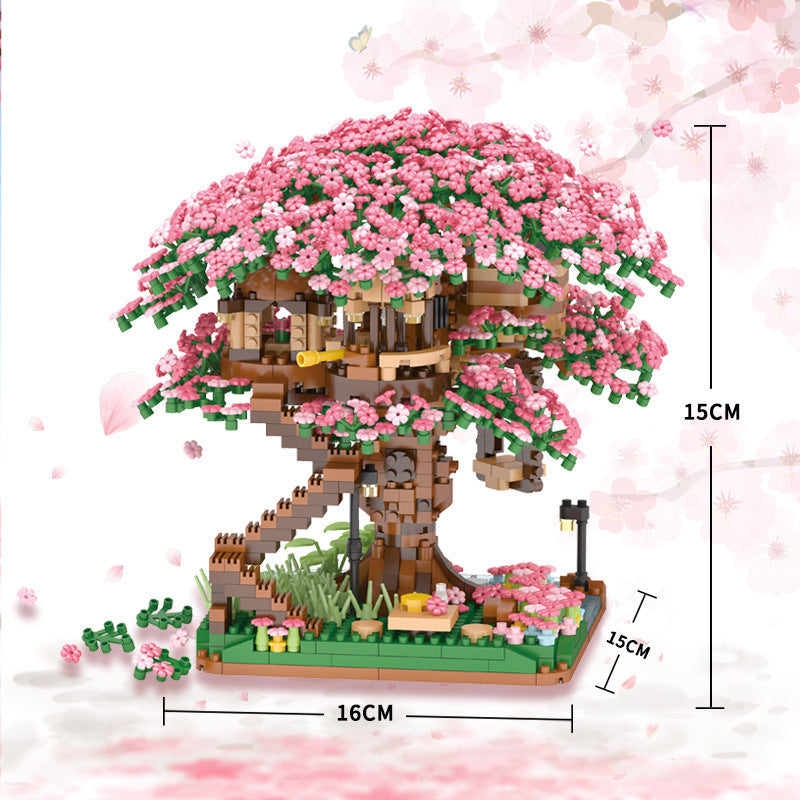 Decoración con bloques de construcción de flores de cerezo