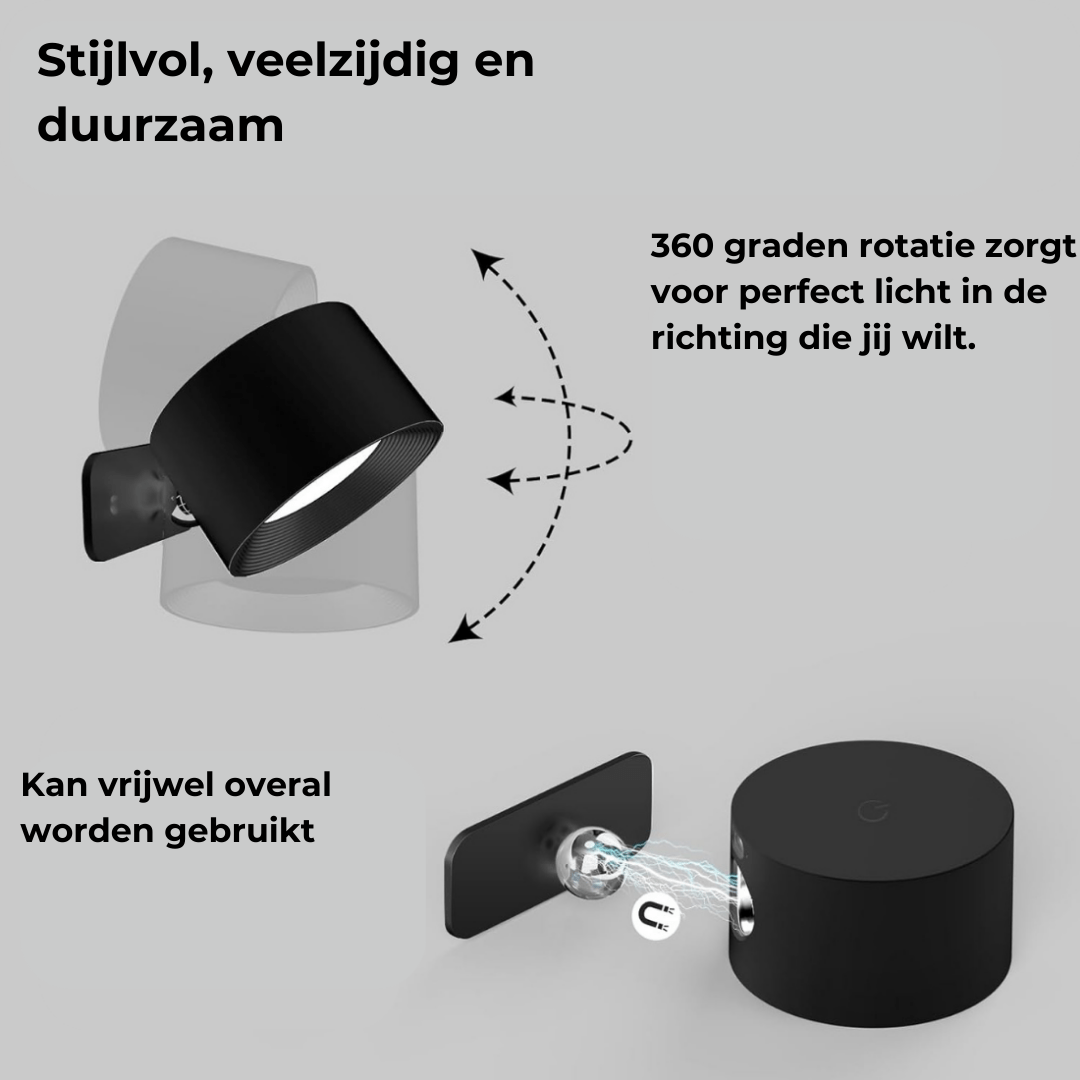 FlexiLamp - Trådløs genopladelig 360° væglampe