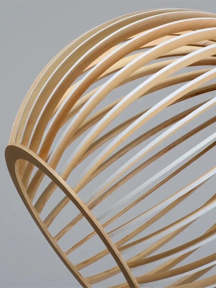 Lustre suspendu en forme de cage en bois de style nordique