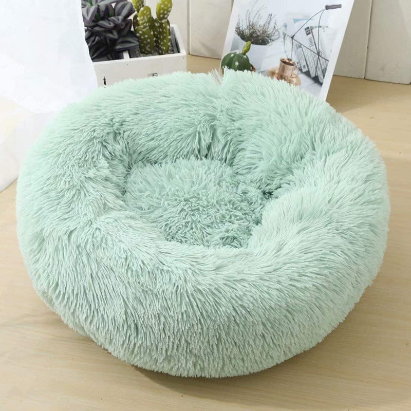 Round Plush Calming Donut Dog Bed for Small to Large Dogs