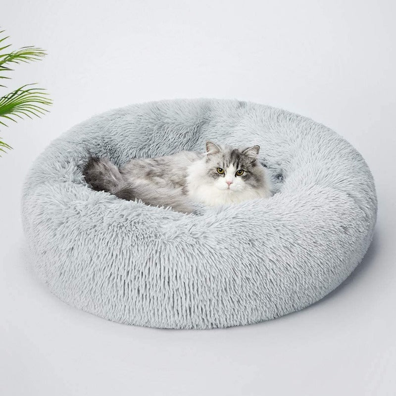 Cama Redonda de Donut de Pelúcia Calmante para Gato