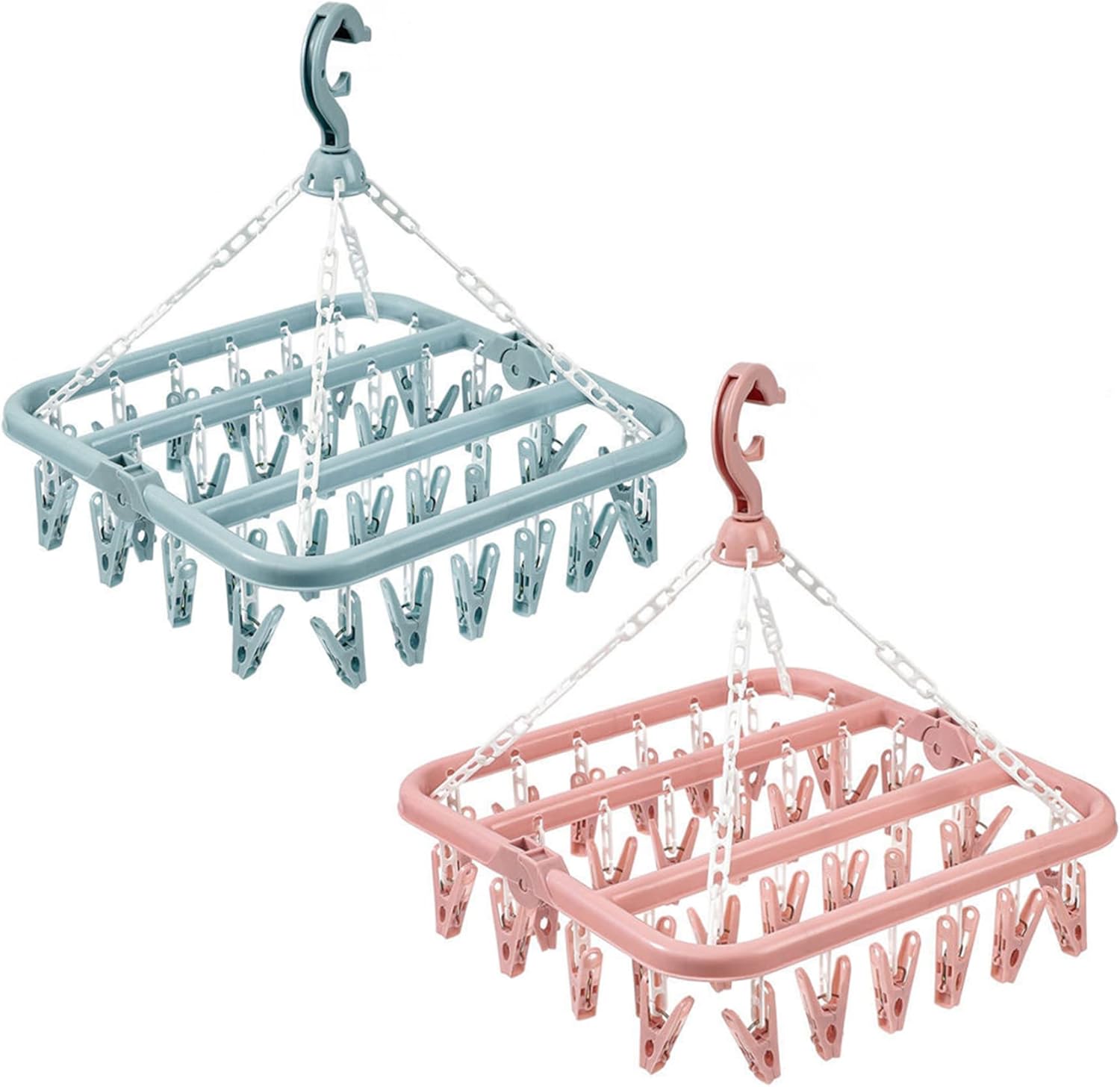 32-Clip Clothes Drying Hanger – Space-Saving Foldable Laundry Rack for Socks, Underwear, and Delicates