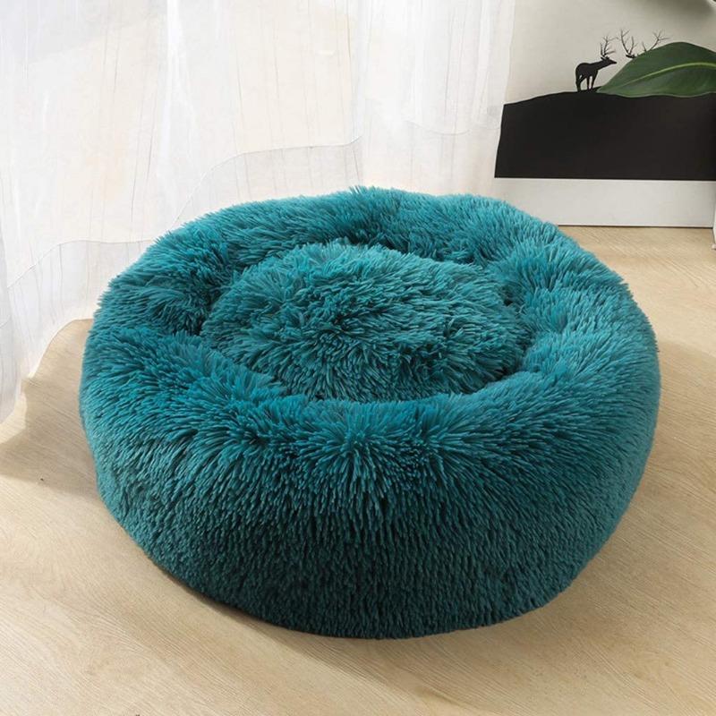 Round Plush Calming Donut Cat Bed Nest