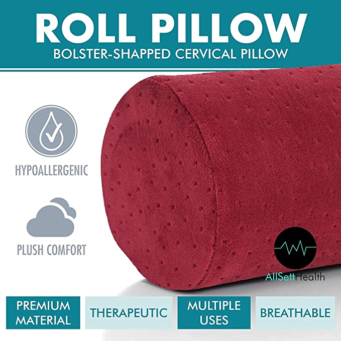 Almohada cilíndrica de rollo cervical redonda de bambú rojo - Solorfit