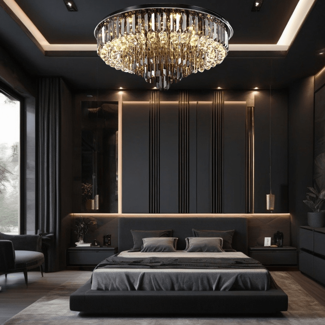 Chandelier en cristal noir Meridian