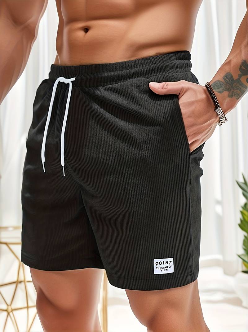 MaxWear - Short décontracté en velours côtelé pour hommes avec cordon de serrage