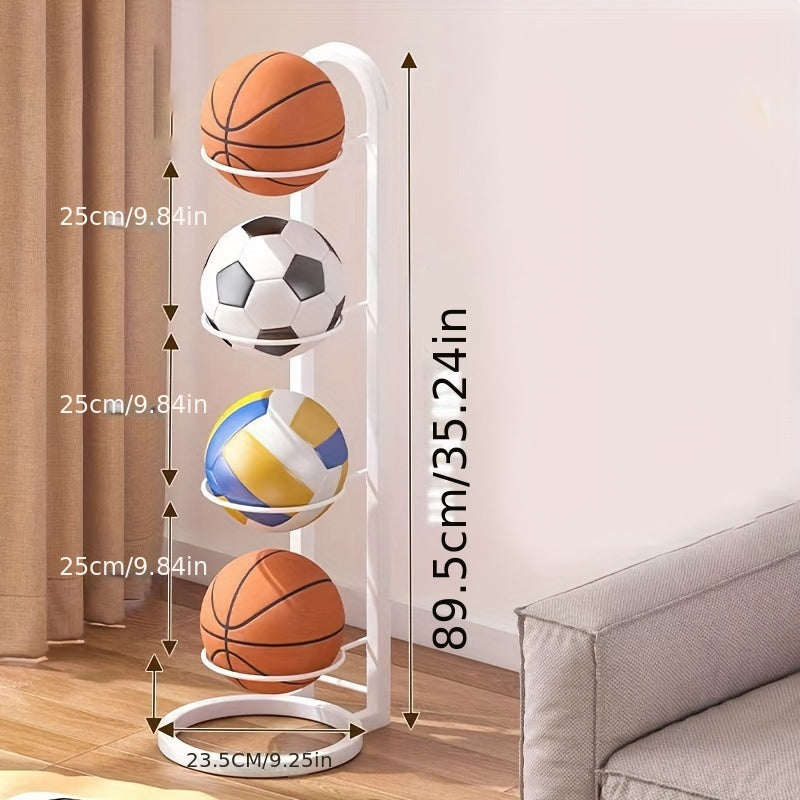 Portable Carbon Steel Ball Storage Rack - Display Stand for Basketball, Football, and Volleyball