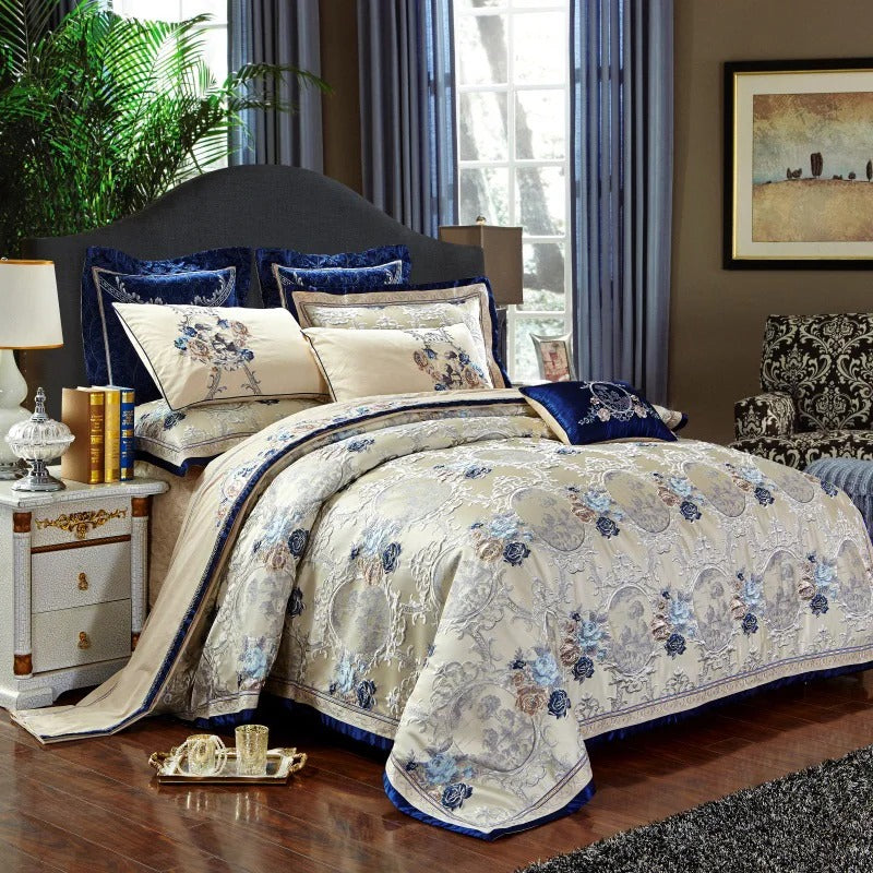 Conjunto de Roupa de Cama de Luxo Jacquard Oriental Gazaneya