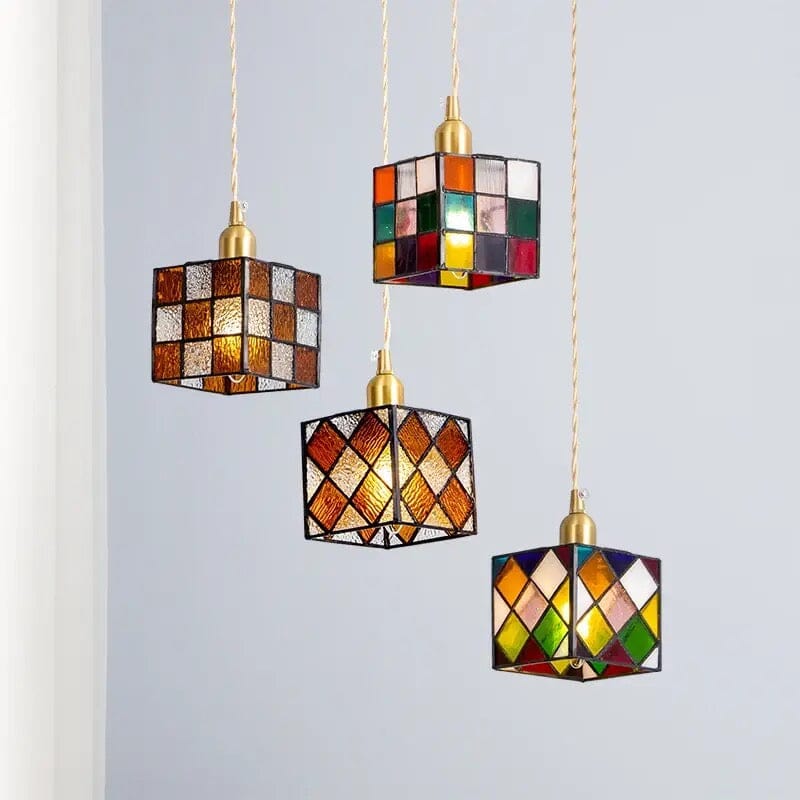 Rubik Cube Glass Pendant