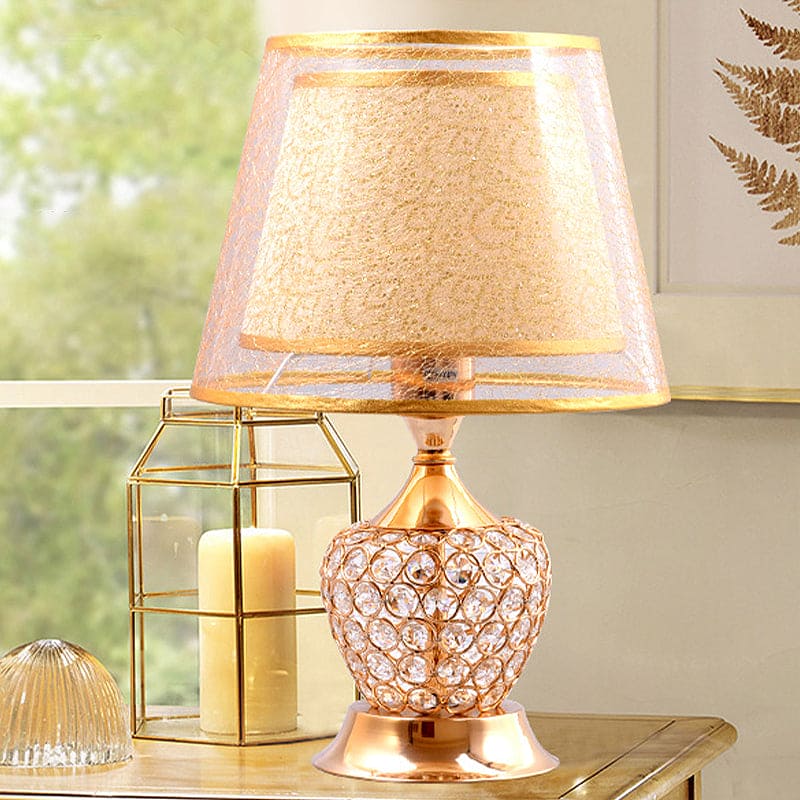 VintageGloed - Retro Urn Shaped Bedside Lamp with Double Empire Shade