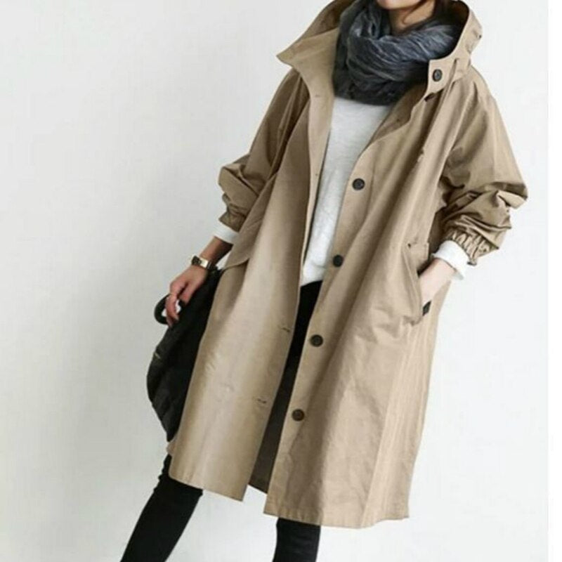 Casaco EleganCoat | Casaco/trench coat longo e na moda para mulheres, mudança de estação 2024