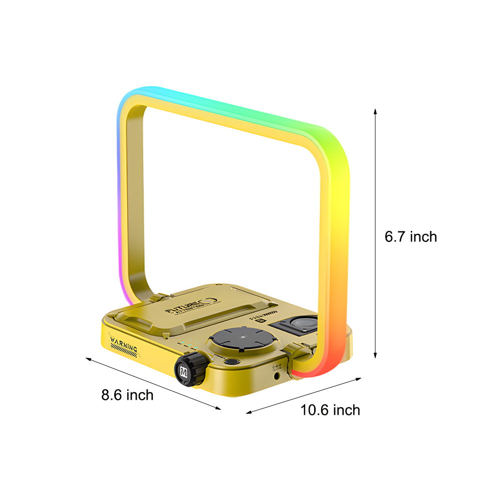 TechGlow - 3-i-1 bordslampa med trådlös laddare, RGB-belysning och timer