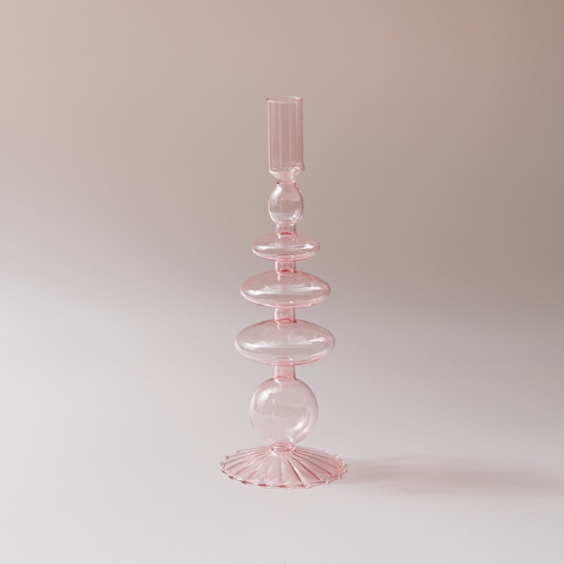 Sakura Rosa Glass Taper Lysestake & Vaser