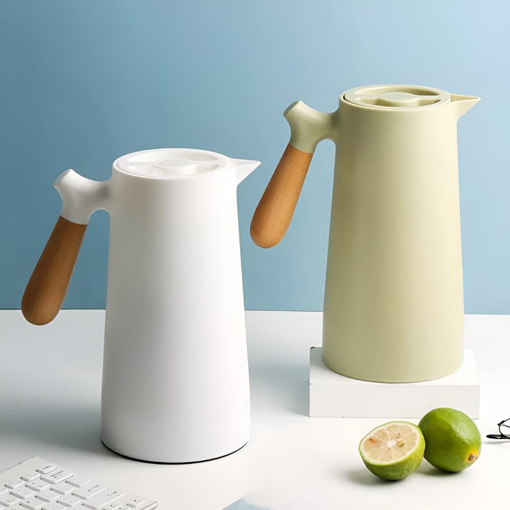 Elegant Insulated Carafe with Wooden Handle