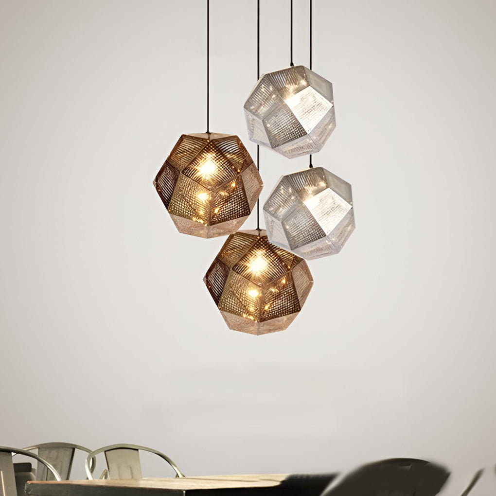 LichtDesign - Geometryczna Okrągła Lampa Wisząca z Metalu Elektrolitycznego