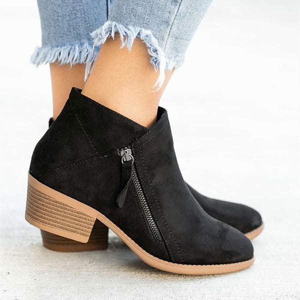 Celeste Mid-High Suede Boots with Zipper - Trendy Vegan Suede Footwear for Stylish Comfort