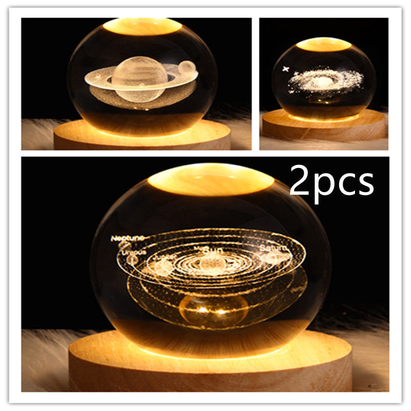 3D Galaxy Crystal Ball LED Night Lamp