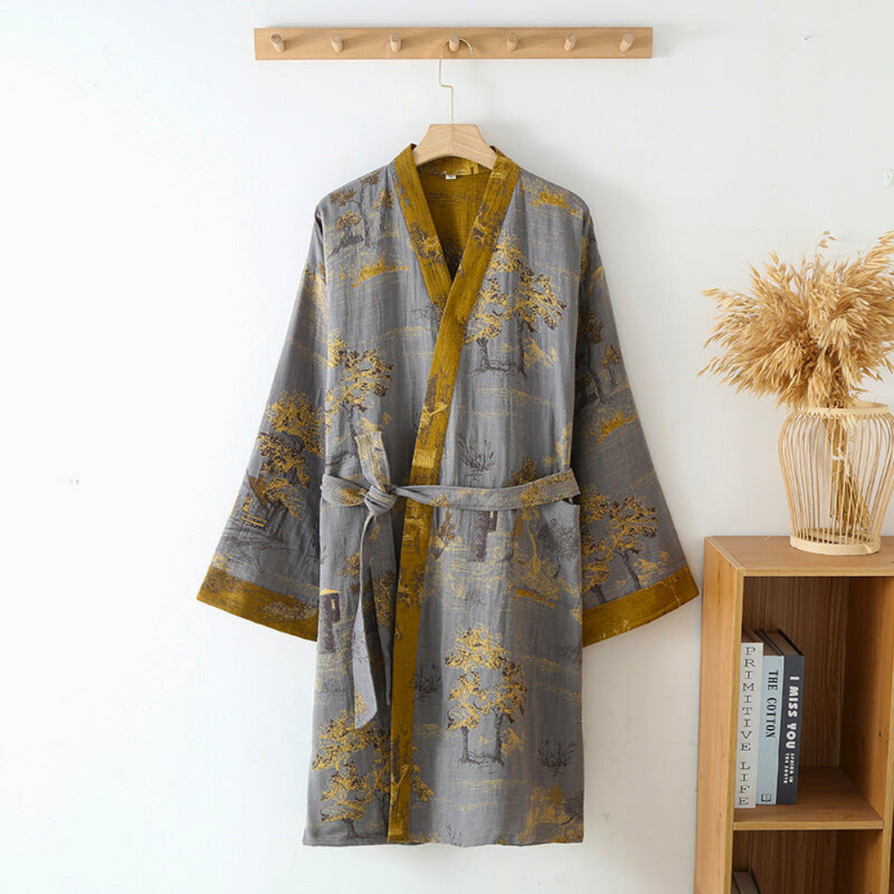 Kimono kąpielowe z czystej bawełny w rustykalnym stylu elegancji