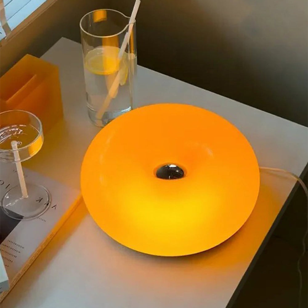 Lampada a ciambella - Lampada da tavolo e da parete a LED arancione dimmerabile, luce in vetro a risparmio energetico per soggiorno, camera da letto, dormitorio