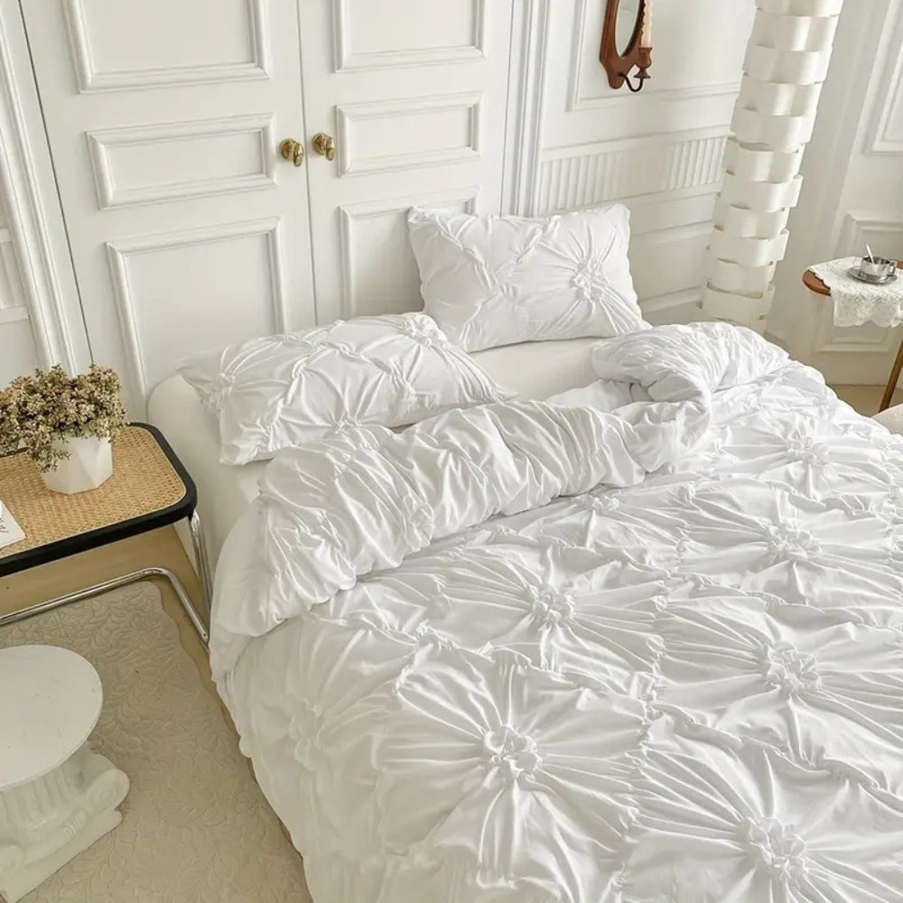 Taavita Ruffle Flower Quilt Cover Set - Elegant Plisserad Design för Lyxig Komfort