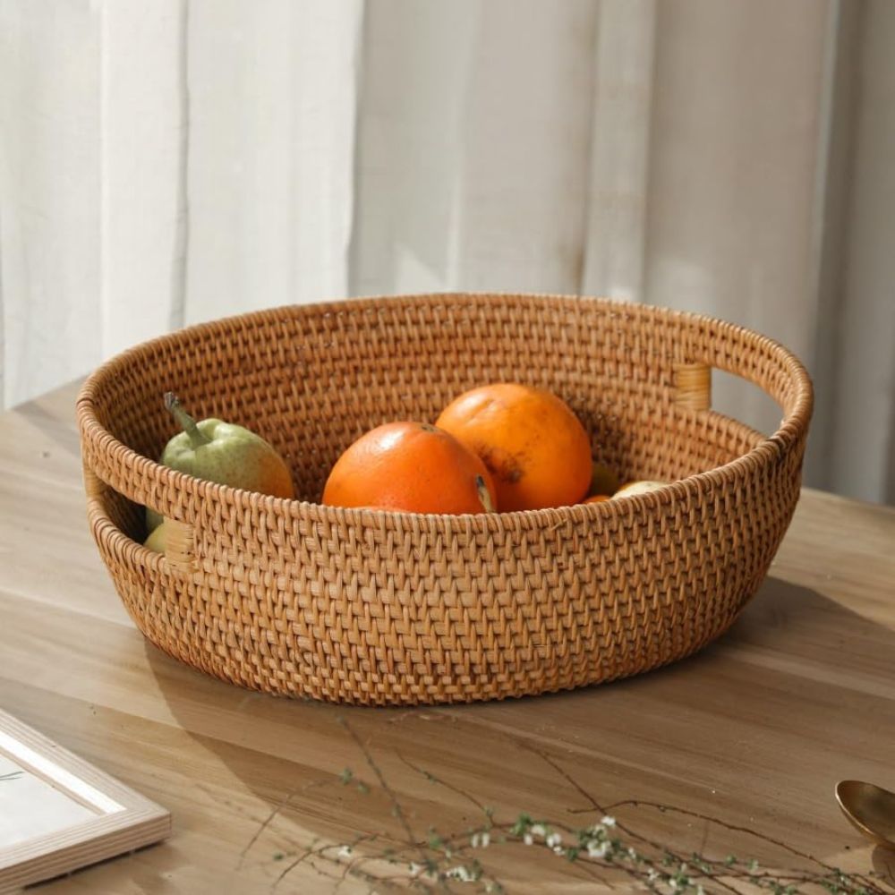 Handgewebtes Rattan-Ovaltablett