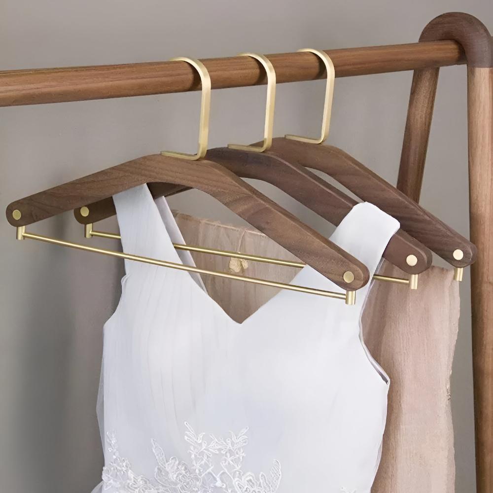 Elegant Walnut & Brass Clothes Hanger