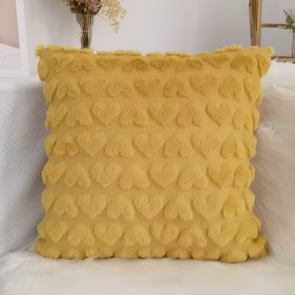 Plush Heart Cushion Cover