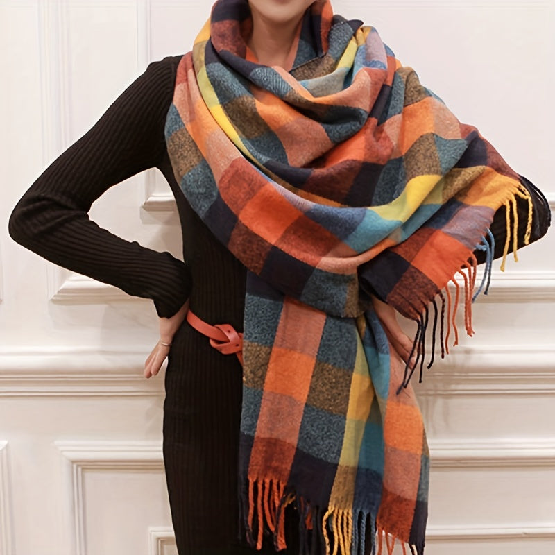 3Leaves Oversized Plaid Scarf