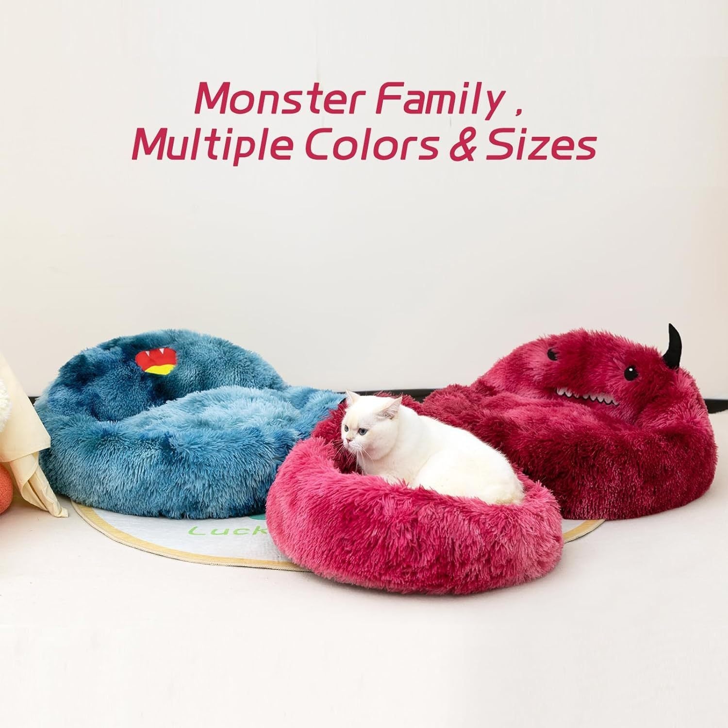 Monster Cozy Cave: Self-Warming Donut Pet Bed