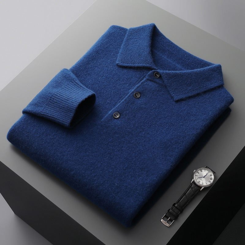 100% Cashmere Long Sleeve Polo Shirt