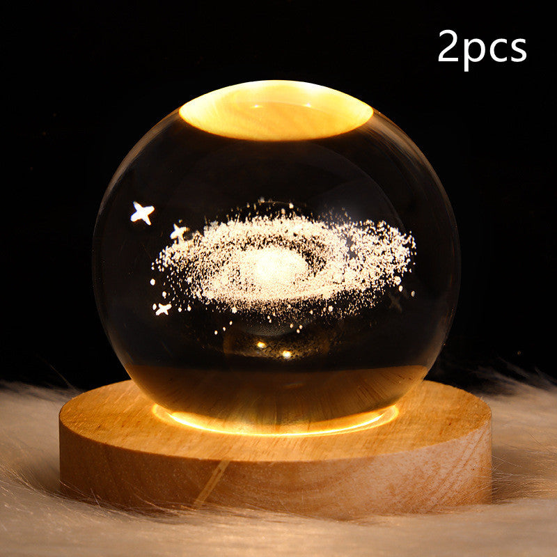 3D Galaxy Crystal Ball LED Night Lamp