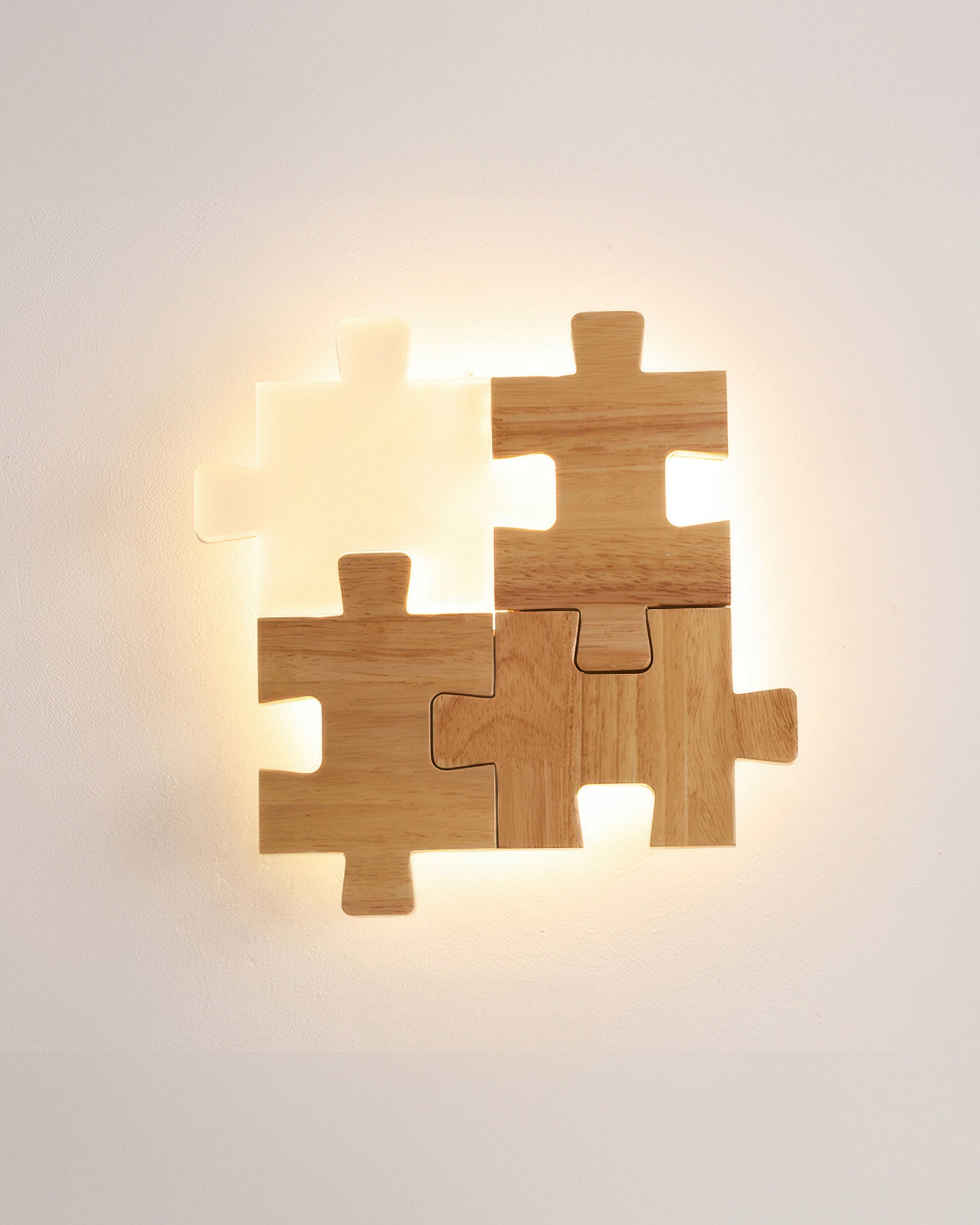 Lampada da parete a LED con luce a puzzle in legno nordico