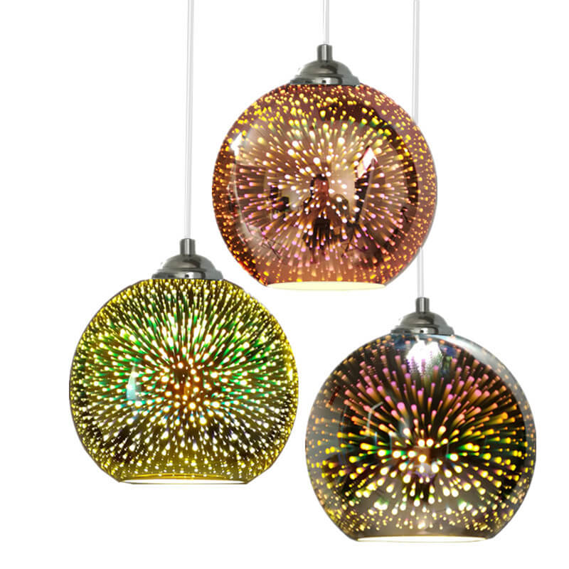 Modern Creative 3D Colorful Fireworks Glas 1-Light Dome Pendel Light lamp