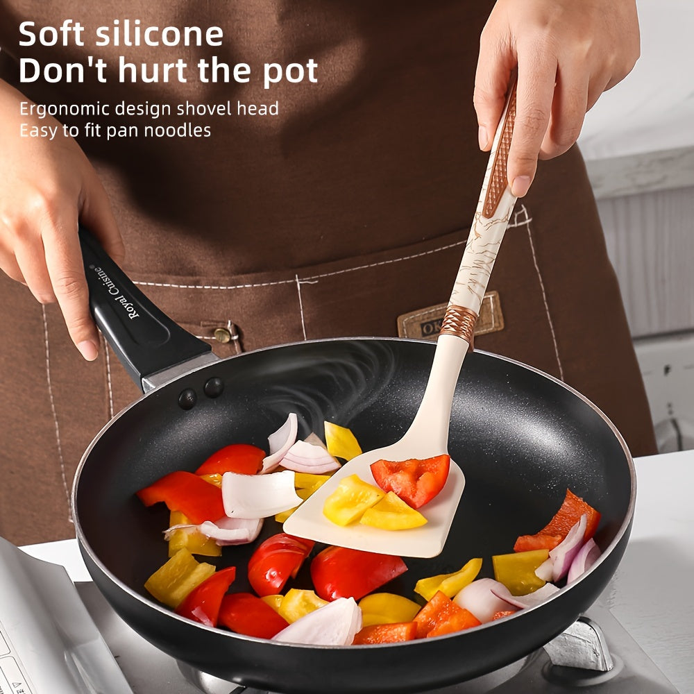 Silicone Kitchenware Set - Kookly - Non-stick Tools - Light Wooden Handles